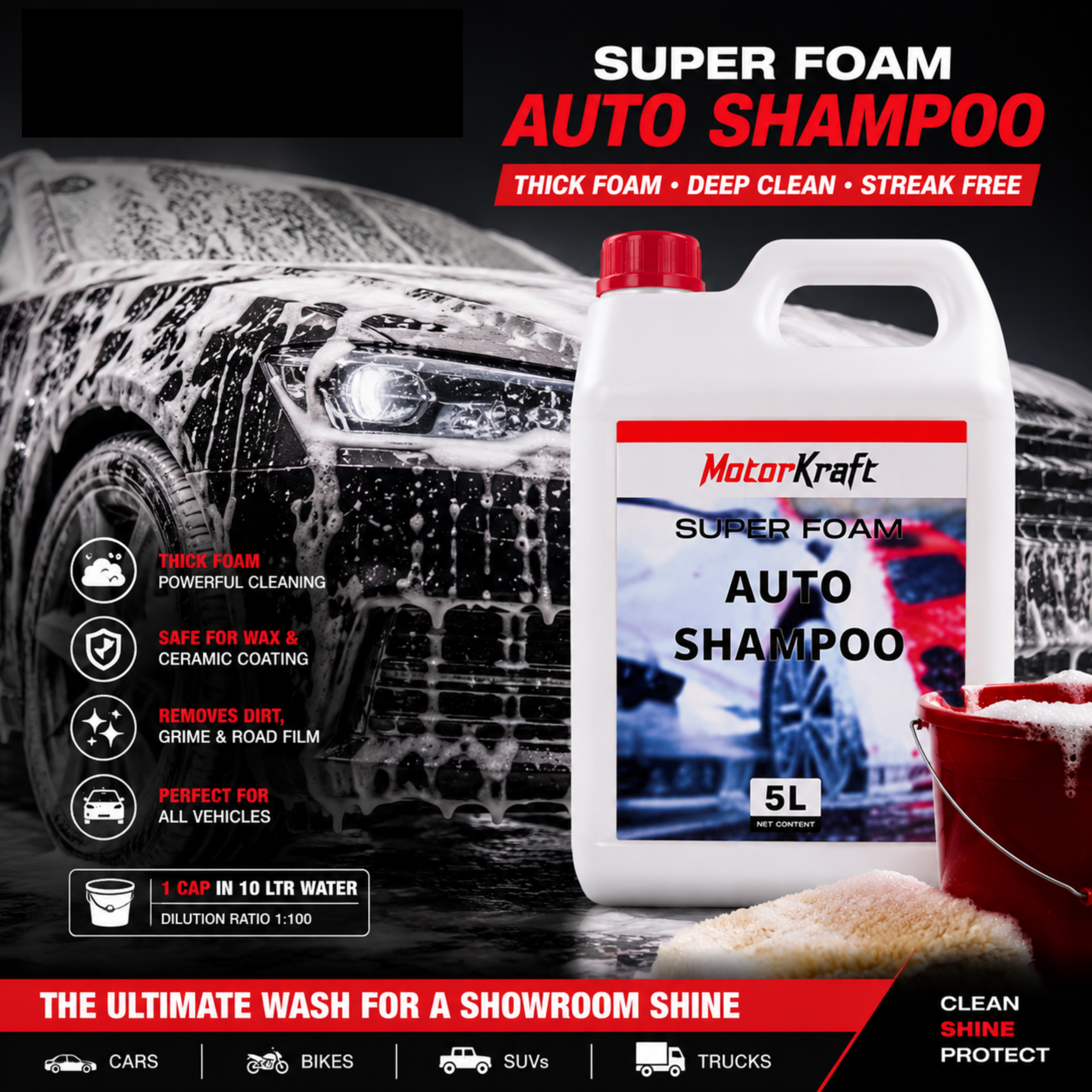 Motorkraft Super Foam Auto shampoo 5L - Image 4